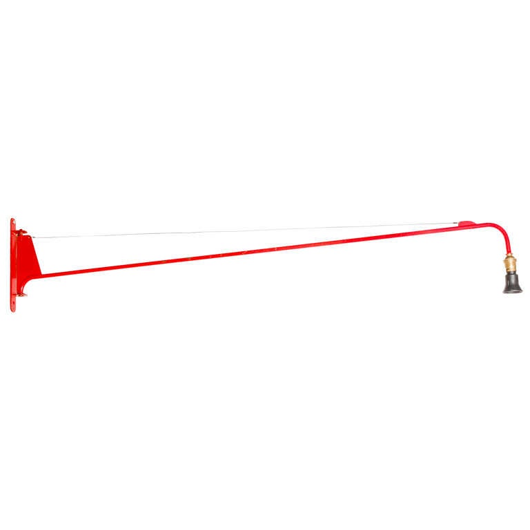 Jean Prouve Red Painted Metal Jib Lamp
