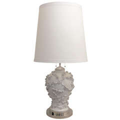 Large Blanc De Chine Lamp With Garlands of Flowers