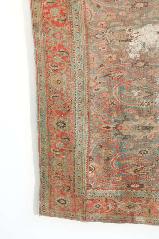 Antique Persian Bijar Rug In Distressed Condition For Sale In West Hollywood, CA