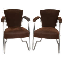 A Pair of 1930s Italian Design Tubular Steel Chairs