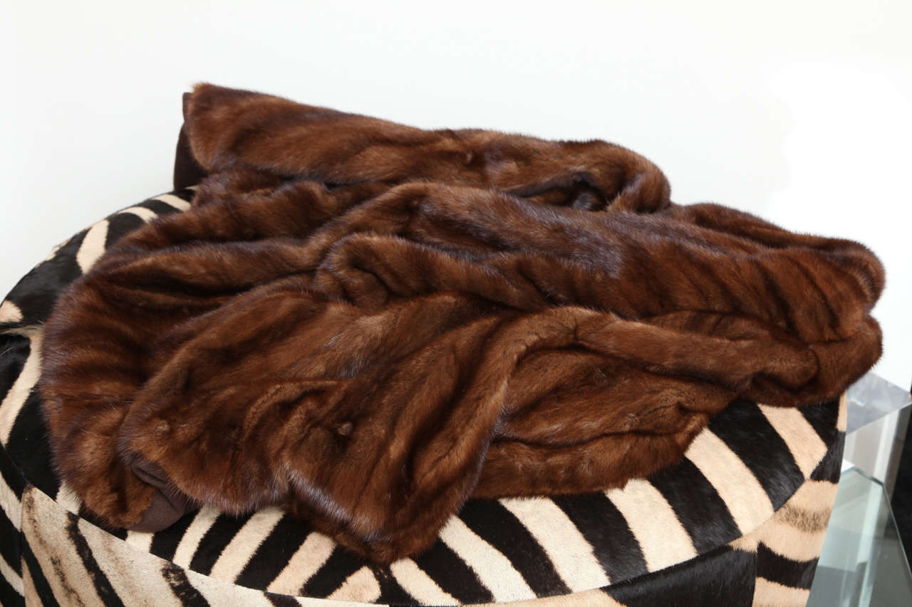 Beautiful vintage mink throw. 78''x36'', full skins. Very good condition.
We also make new fur throws, rugs and pillows. We work in fox, shearling, mink, coyote, mongolian, alpaca, zebra and cow hides. Please contact us for pictures and