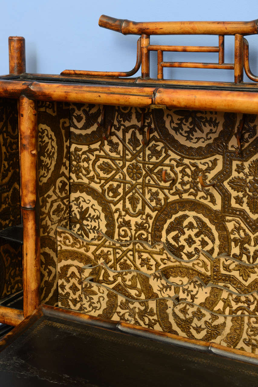 19th c.English Bamboo Desk with Lacquer Drop-Front Desk 2