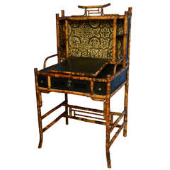 19th c.English Bamboo Desk with Lacquer Drop-Front Desk