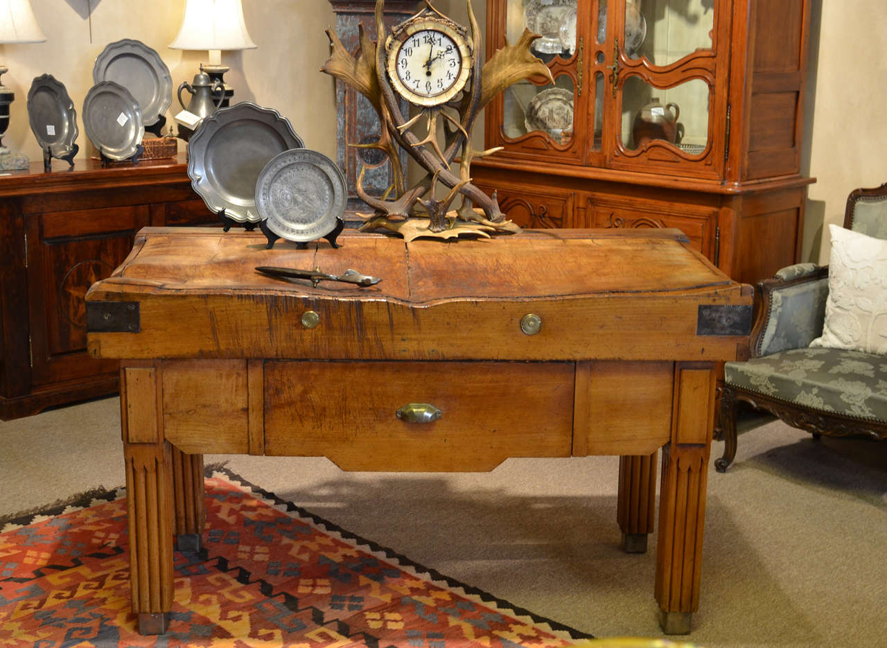 19th Century French Butcher Block In Excellent Condition In Atlanta, GA