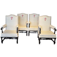 Vintage Two Pairs of French Arm Chairs