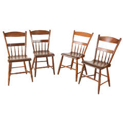 Set of Four 19th Century American Pine Side Chairs