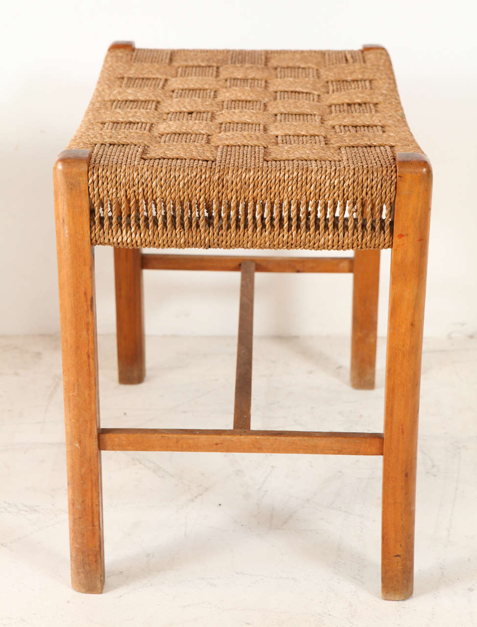 Small Danish Woven Rush Benches In Excellent Condition In Los Angeles, CA
