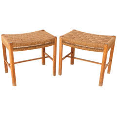 Vintage Small Danish Woven Rush Benches