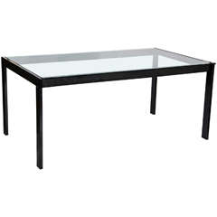 Florence Knoll Modern Style Glass and Metal Dining Table