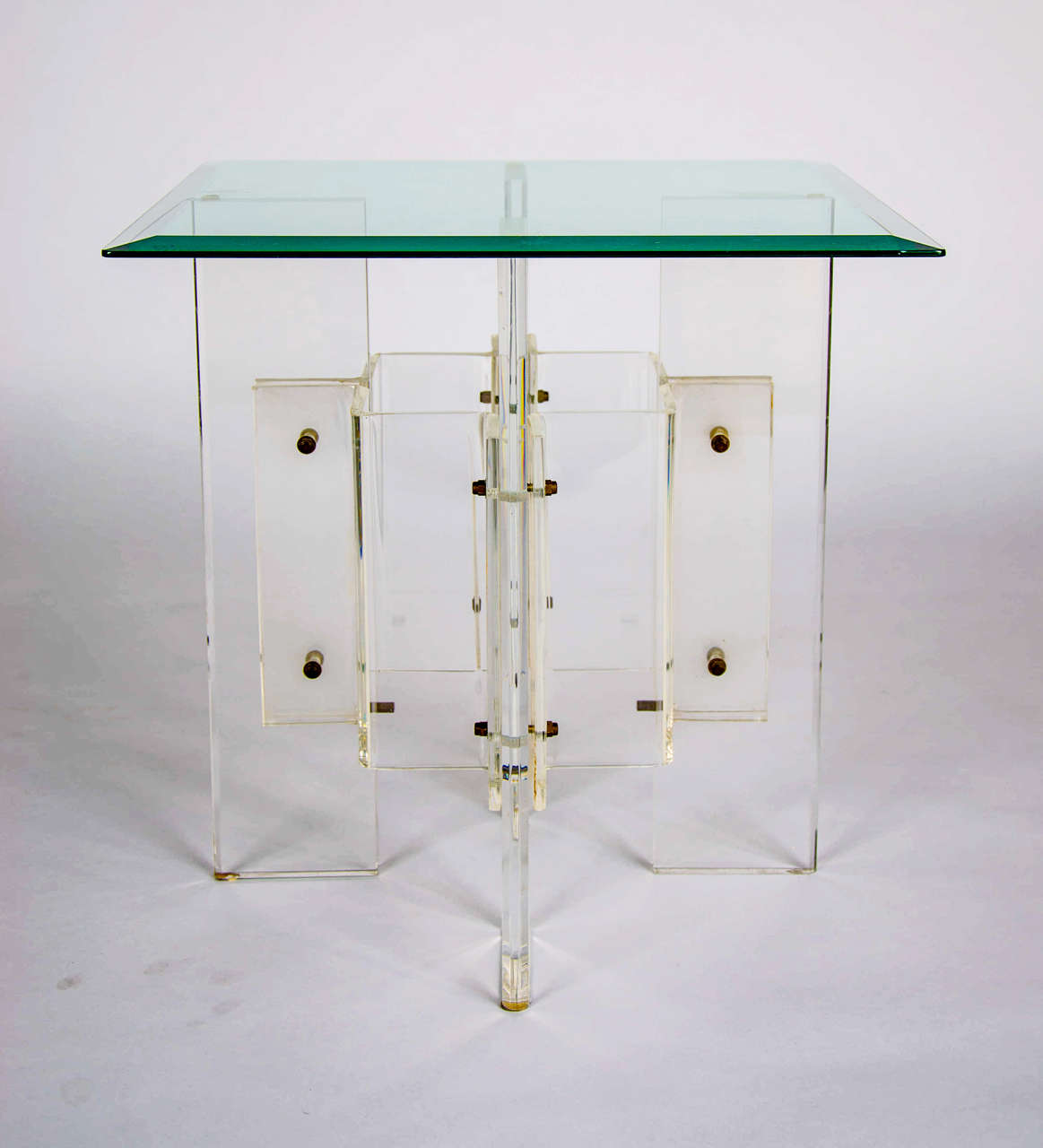 Late 20th Century 1970s Pair Glass and Perspex Side Tables
