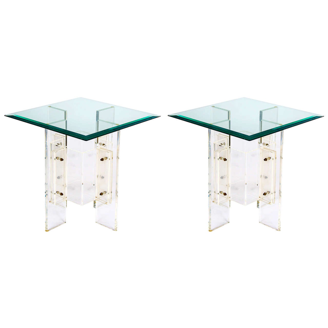 1970s Pair Glass and Perspex Side Tables