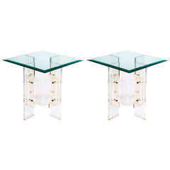 1970s Pair Glass and Perspex Side Tables