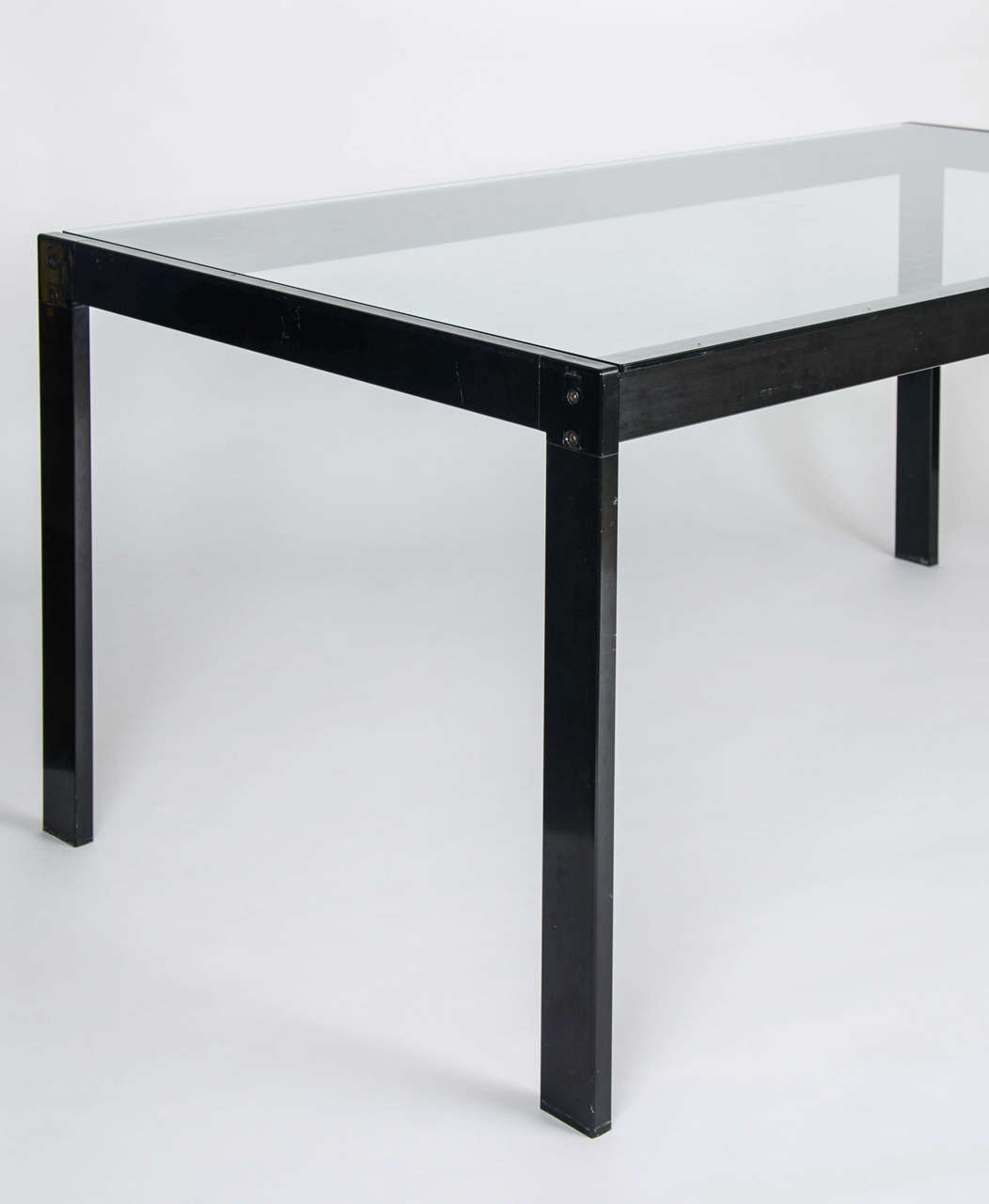 Florence Knoll Modern Style Glass and Metal Dining Table For Sale at