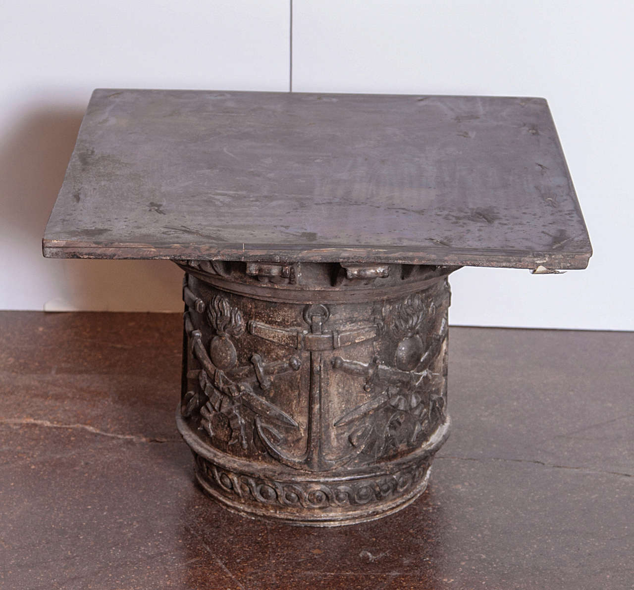 Antique Naval Cast Iron End Table In Good Condition In Dallas, TX