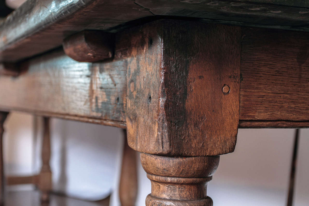 Late 19th Century C.1880 Monastery Refectory Table with Zinc Top