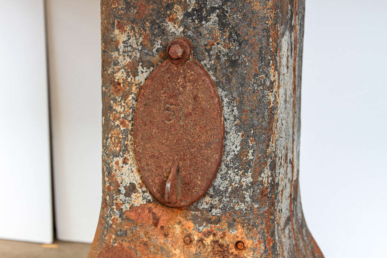 Early 20th Century French Blue Stone Top Industrial Outdoor Console Table