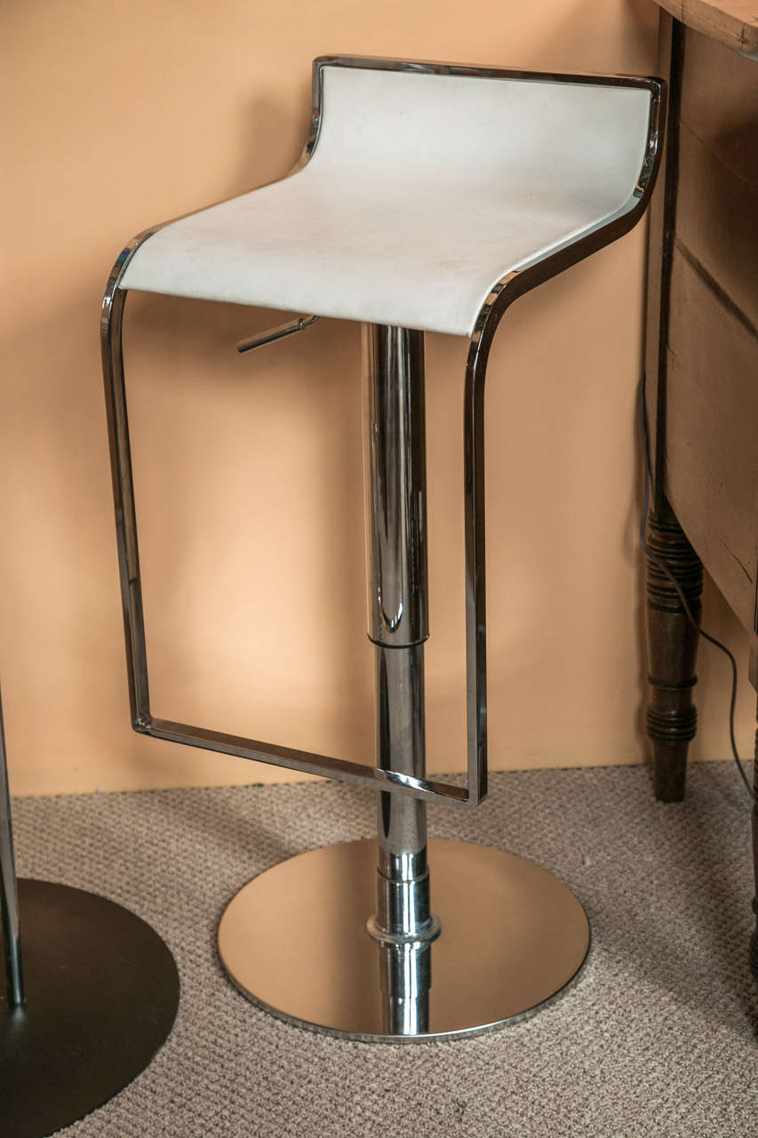 Italian Unique Bar Table with Pair of Leather Stools