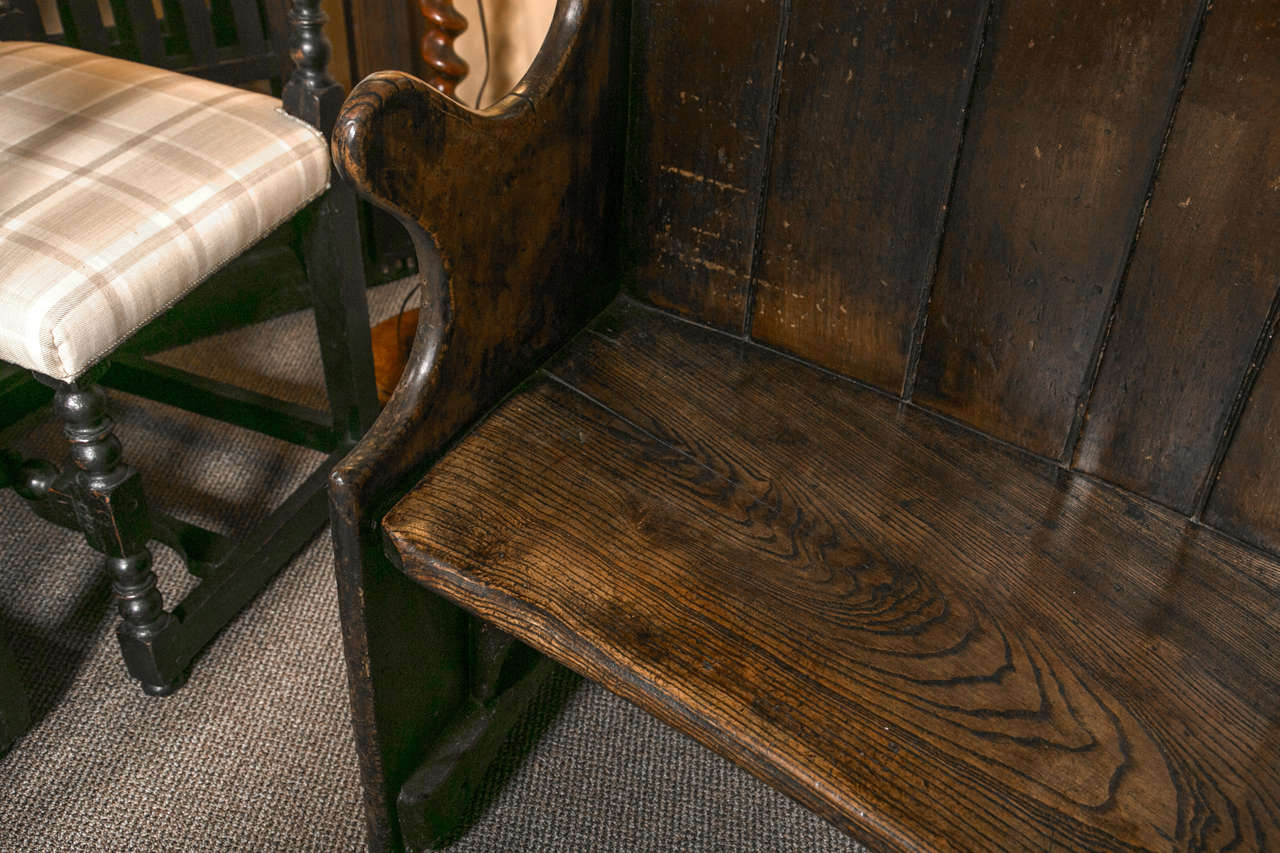 18th Century and Earlier Very Rare English Settle Bench For Sale