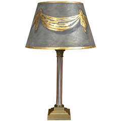 Single Brass and Glass Column Lamp
