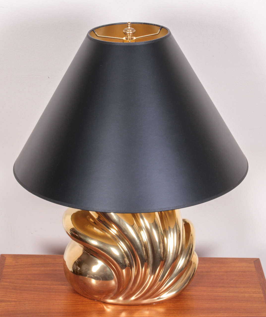 American Pair of Decorative Gold Luster Shell Lamps For Sale