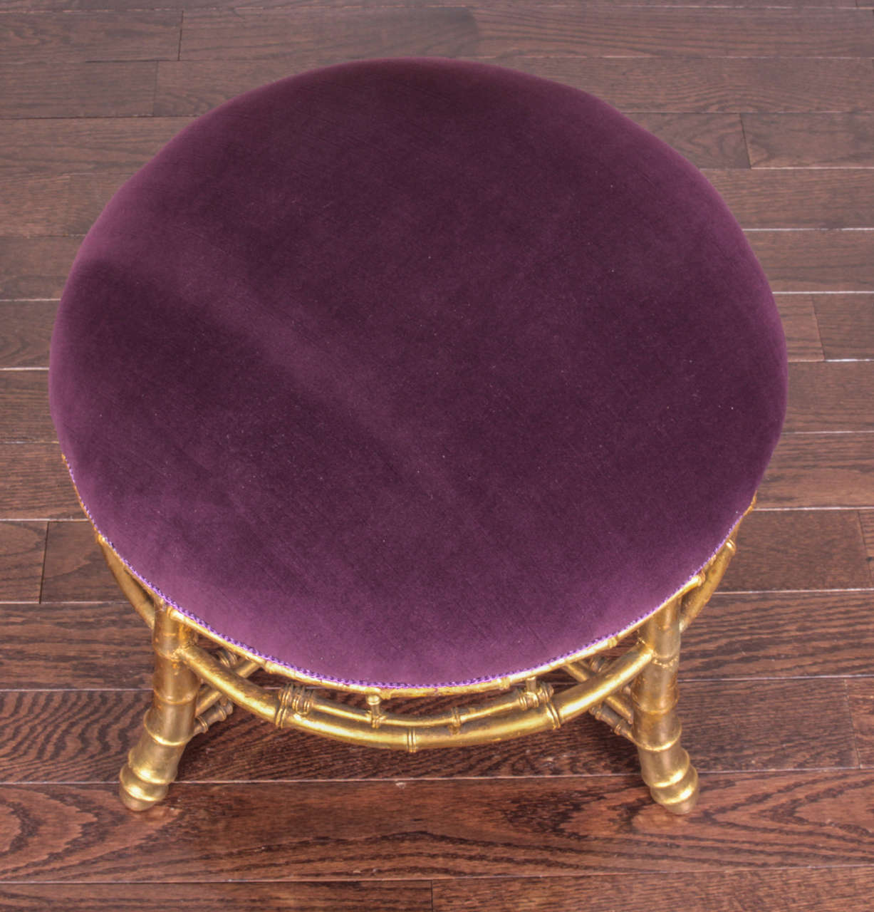 Napoleon III Giltwood Bamboo Ottoman Stool In Excellent Condition In New York, NY