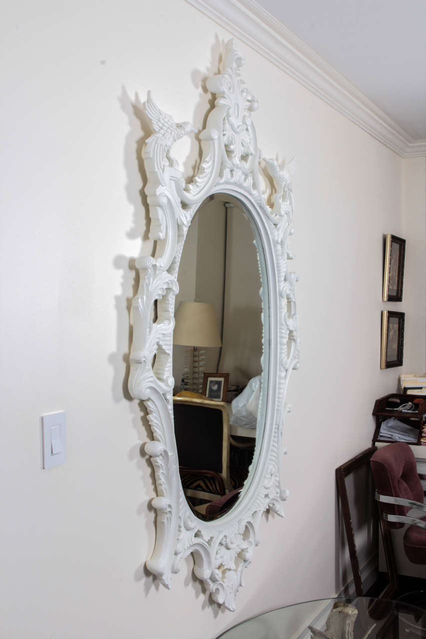 Impressively Large Chinese Chippendale Style Oval Mirror For Sale 3