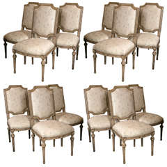 Set of 12 Jansen Dining Chairs, in the Louis XVI Manner