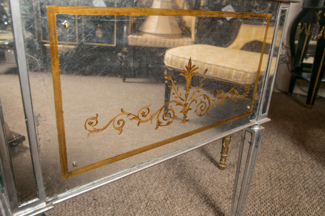 Maison Jansen Verre Églomisé French Mirrored Desk or Vanity In Good Condition In Stamford, CT