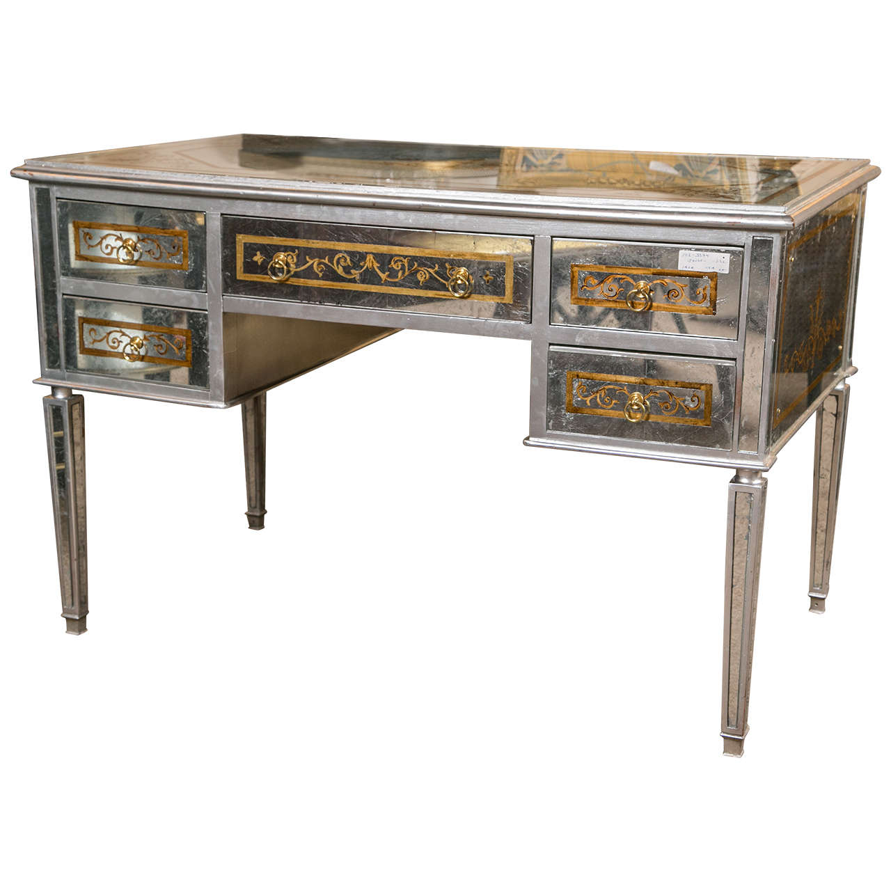 Maison Jansen Verre Églomisé French Mirrored Desk or Vanity