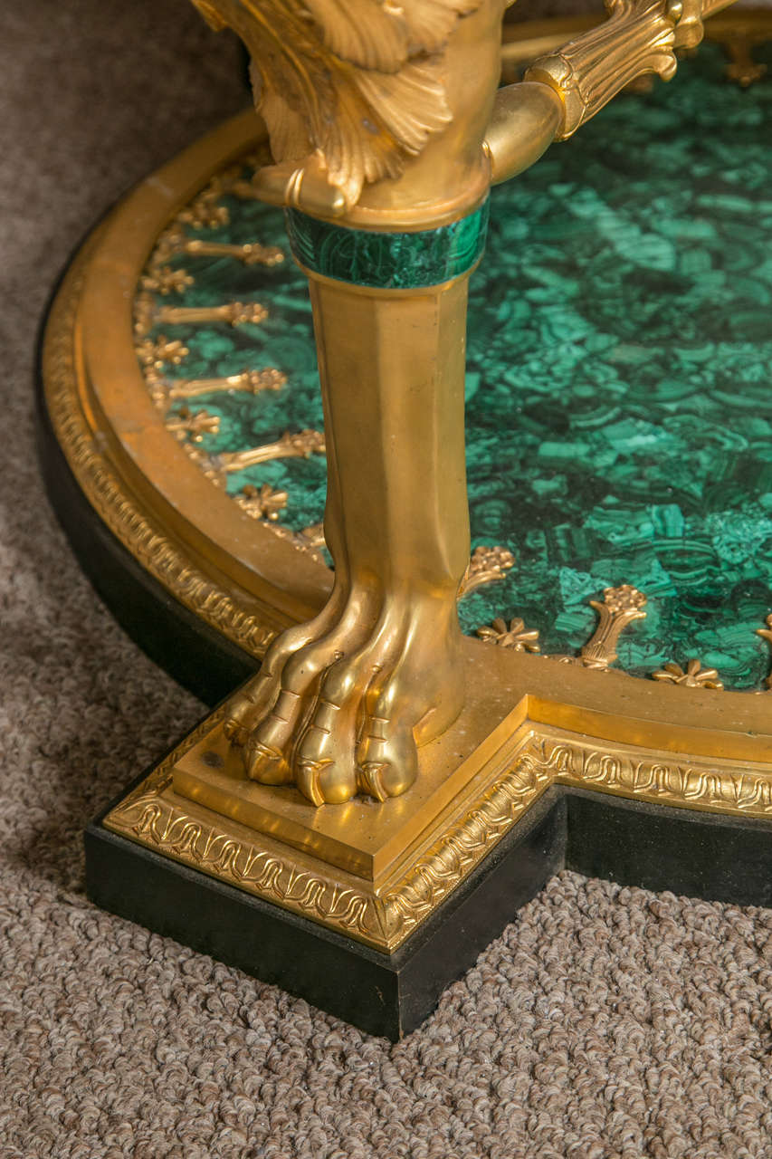 Fine Doré Bronze and Malachite Green Russian Figural Center Table 1