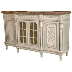 19th Century French Paint Decorated Marble-Top Sideboard Buffet