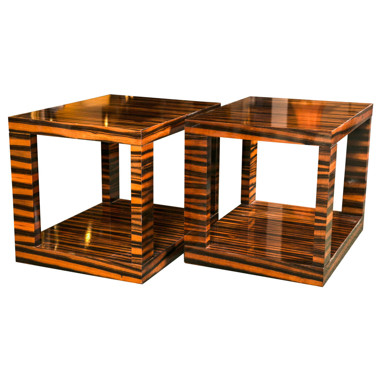 Pair of Calamander Wood Occasional Tables