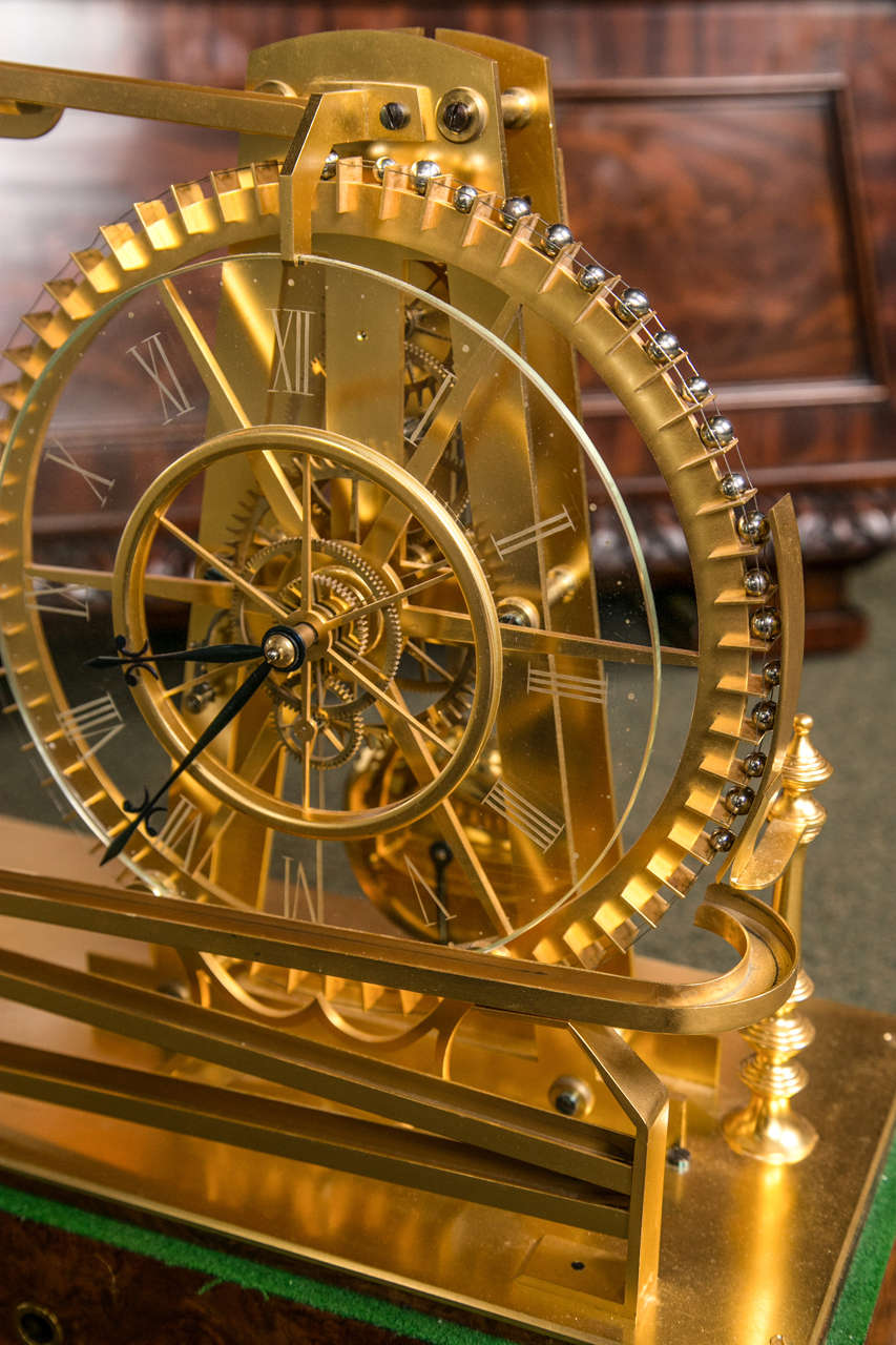 British Gilt Brass Waterwheel Timepiece by Peter Bonnert