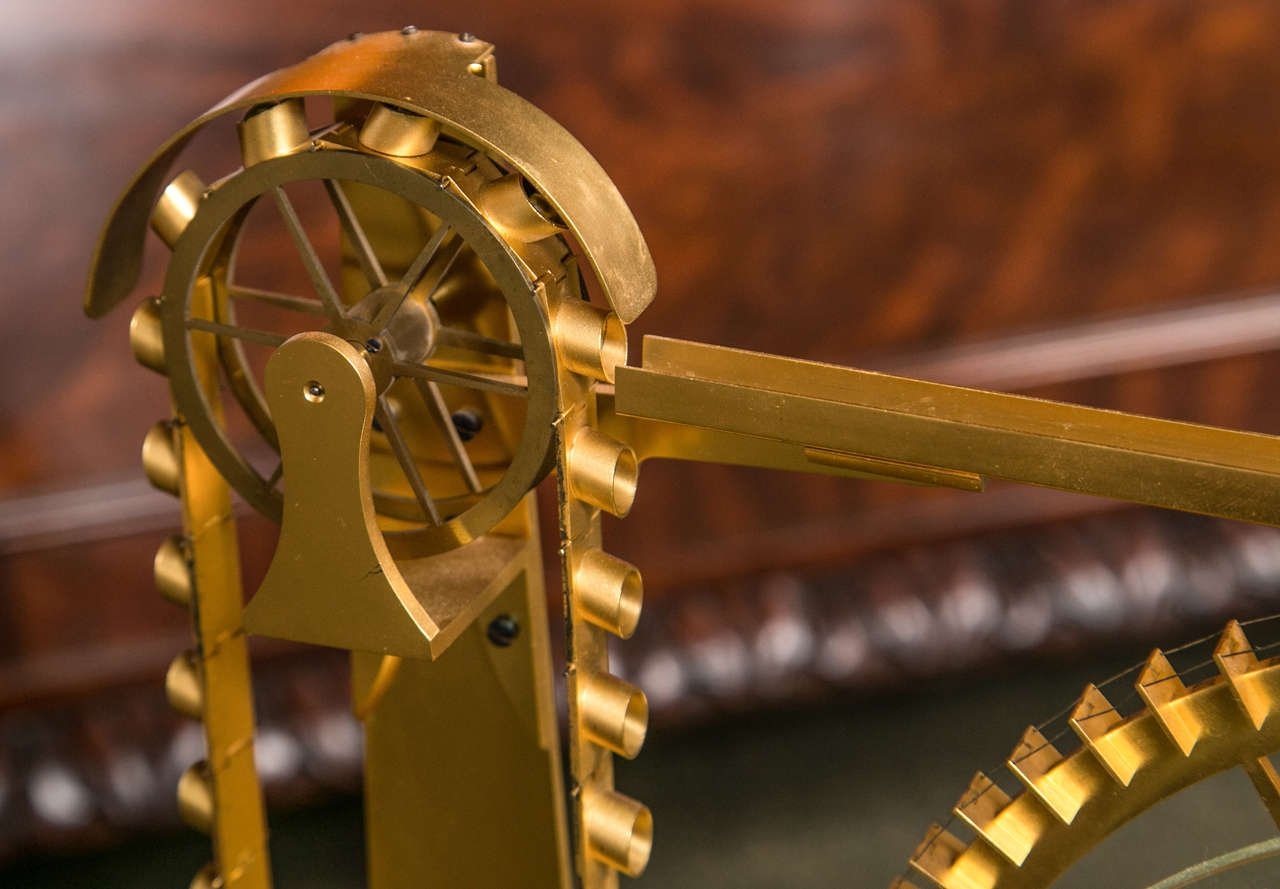 Gilt Brass Waterwheel Timepiece by Peter Bonnert In Excellent Condition In Stamford, CT