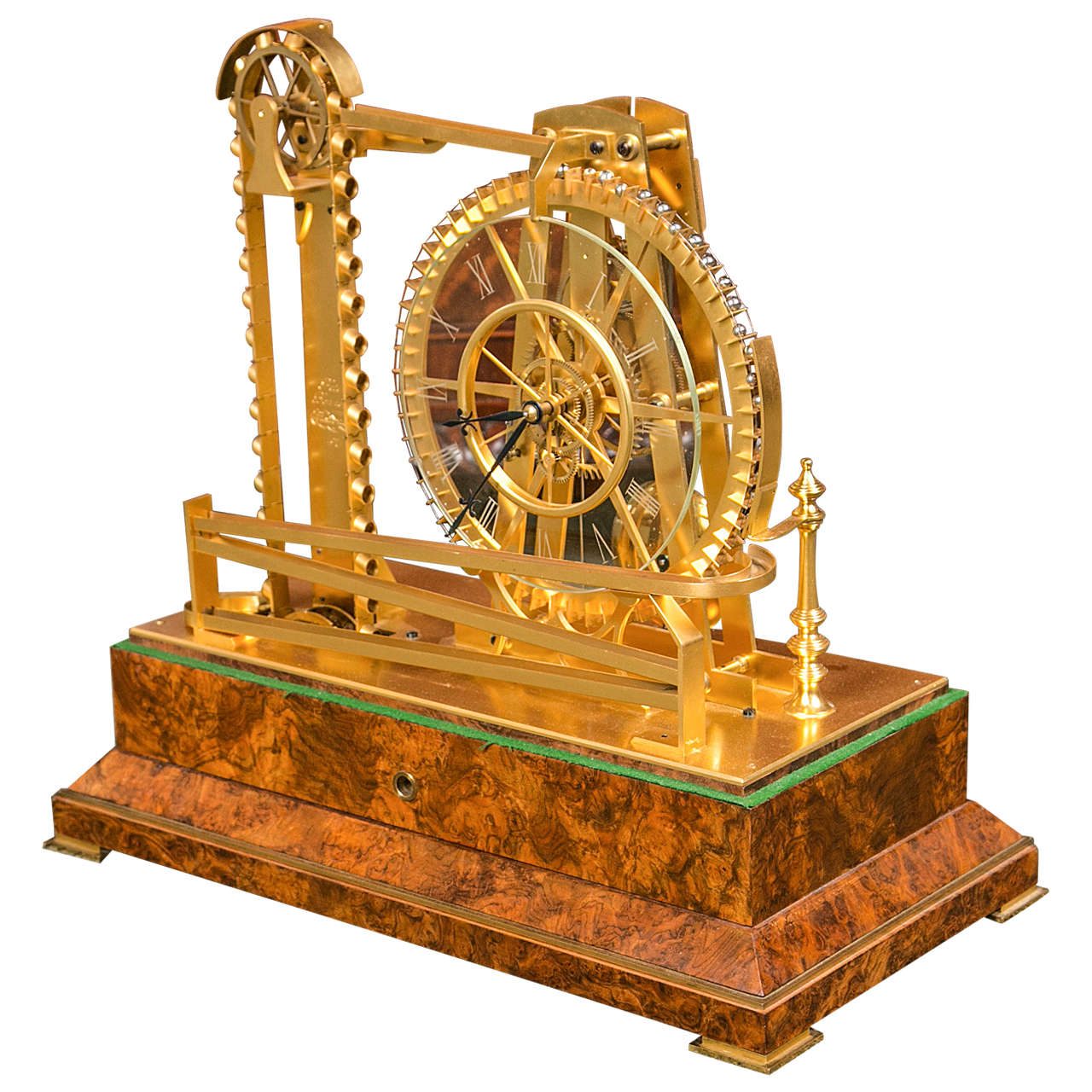 Gilt Brass Waterwheel Timepiece by Peter Bonnert