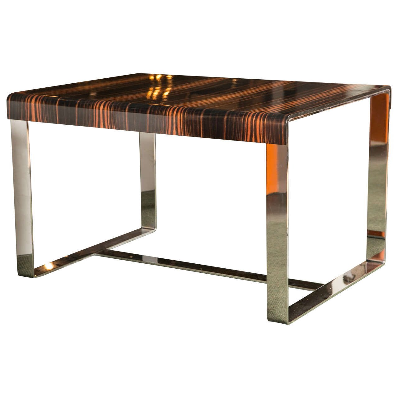 Clomr Table 20th Century Calamander and Chrome Table at 1stDibs