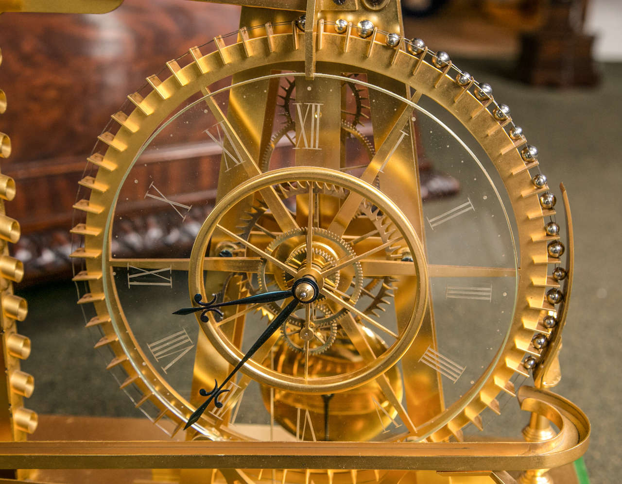 Gilt Brass Waterwheel Timepiece by Peter Bonnert at 1stDibs water