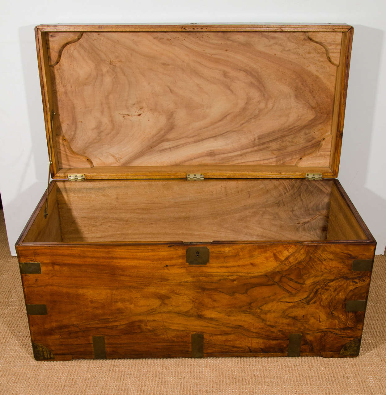 A Large Chinese Export Camphorwod Sea Chest or Campaign Trunk For Sale 2