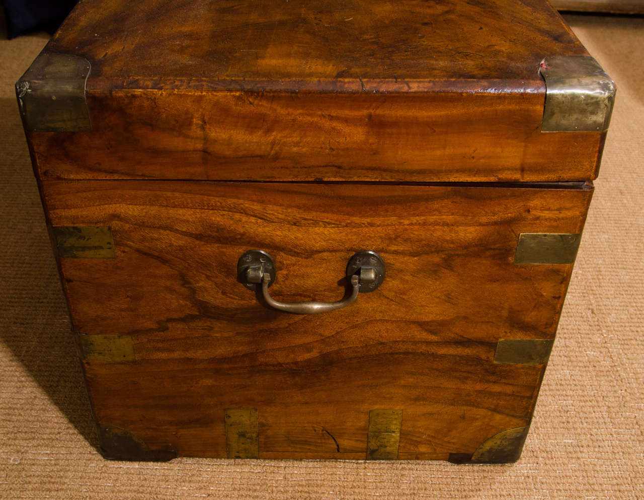 A Large Chinese Export Camphorwod Sea Chest or Campaign Trunk For Sale 4