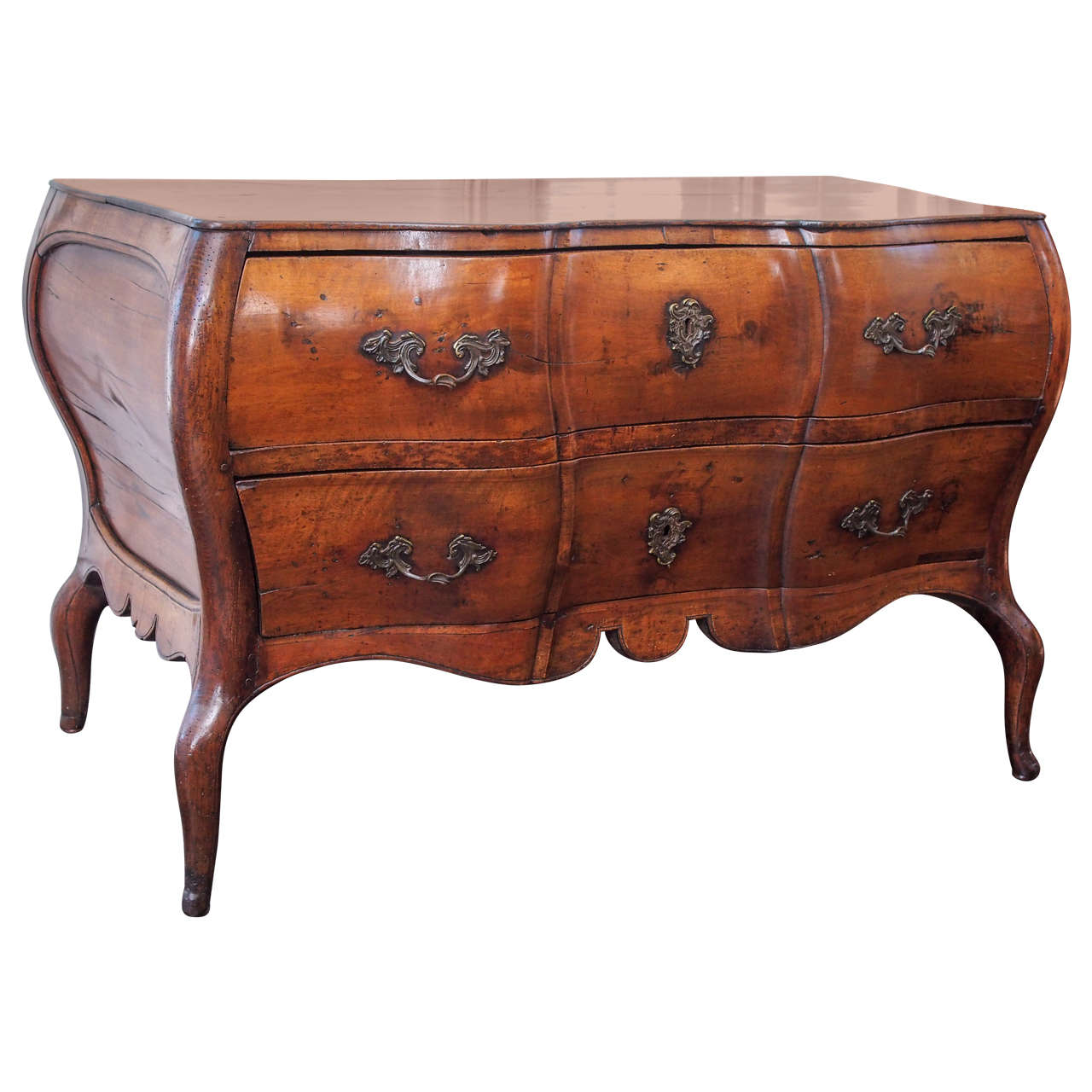 Unusual Walnut 18th Century Italian Commode