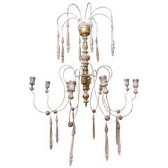 Italian Carved Gilded Wood and Iron Chandelier