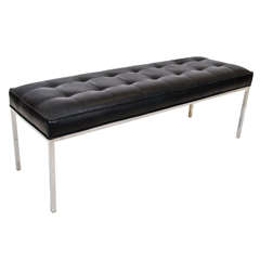 Tufted Leather and Chrome Bench