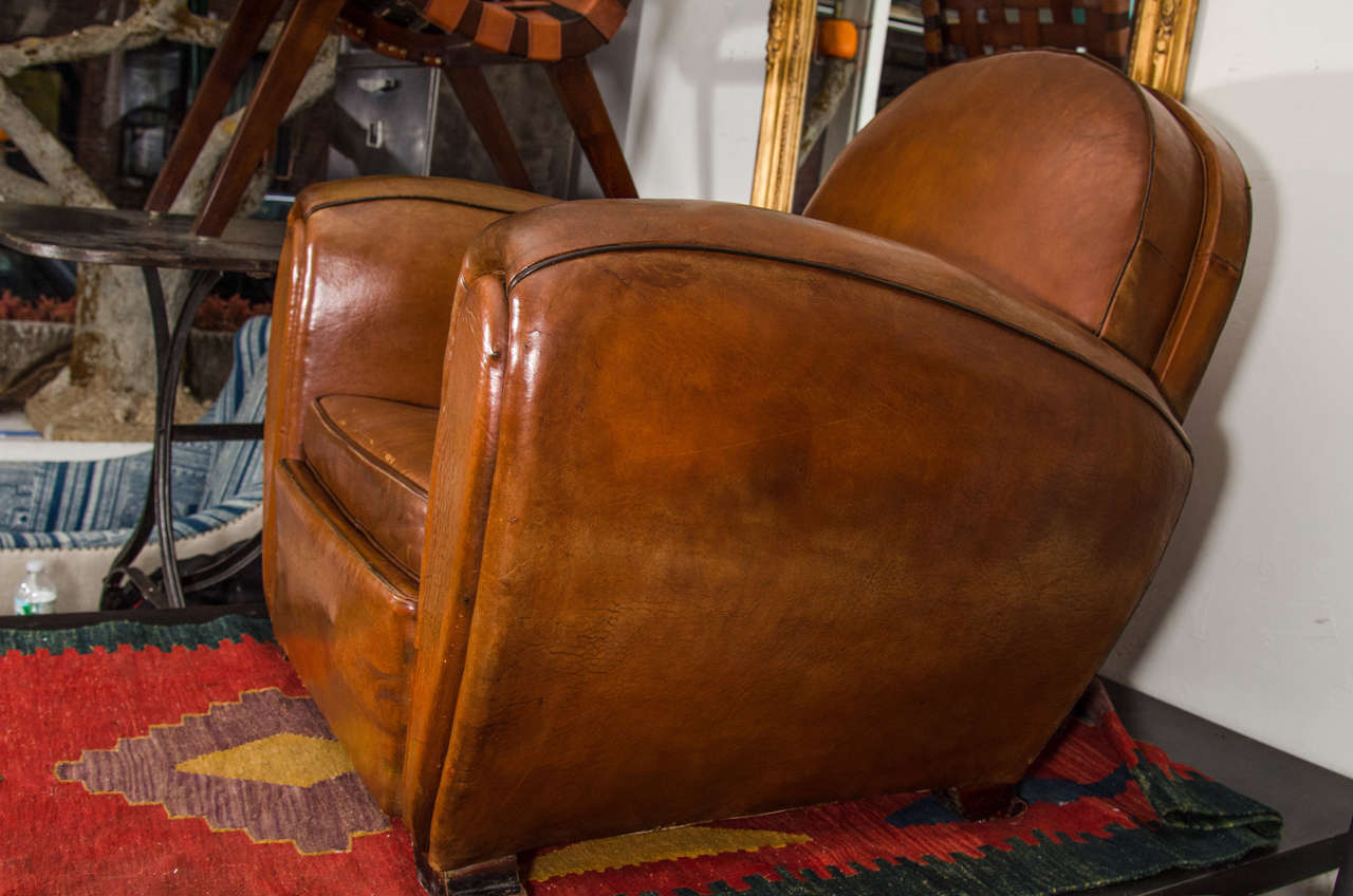 French Round Back Leather Club Chairs 1