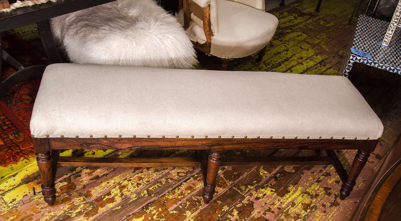 Classic French Bench with Rosewood and Walnut Base