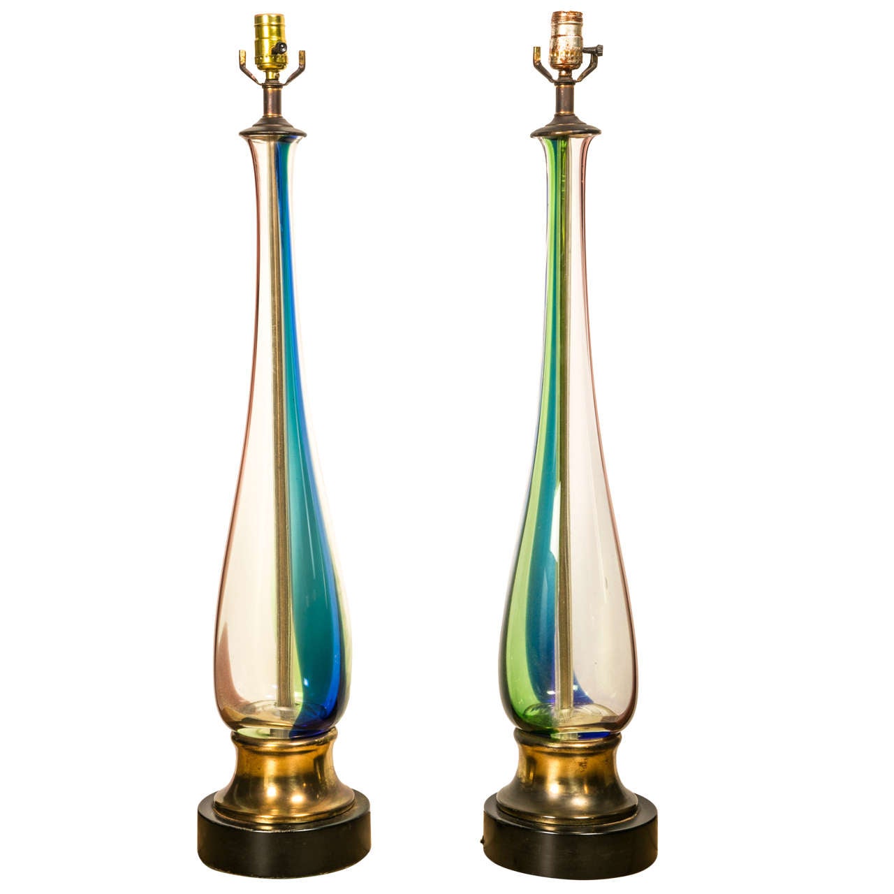 Large pair of italian lamps, circa 1960 For Sale