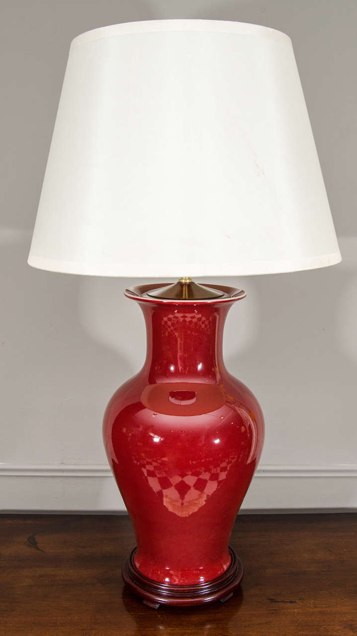 Pair of oxblood porcelain lamps.
* Shades Not Included.