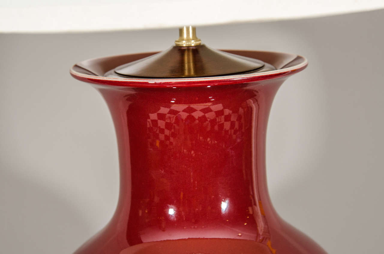 red porcelain lamp