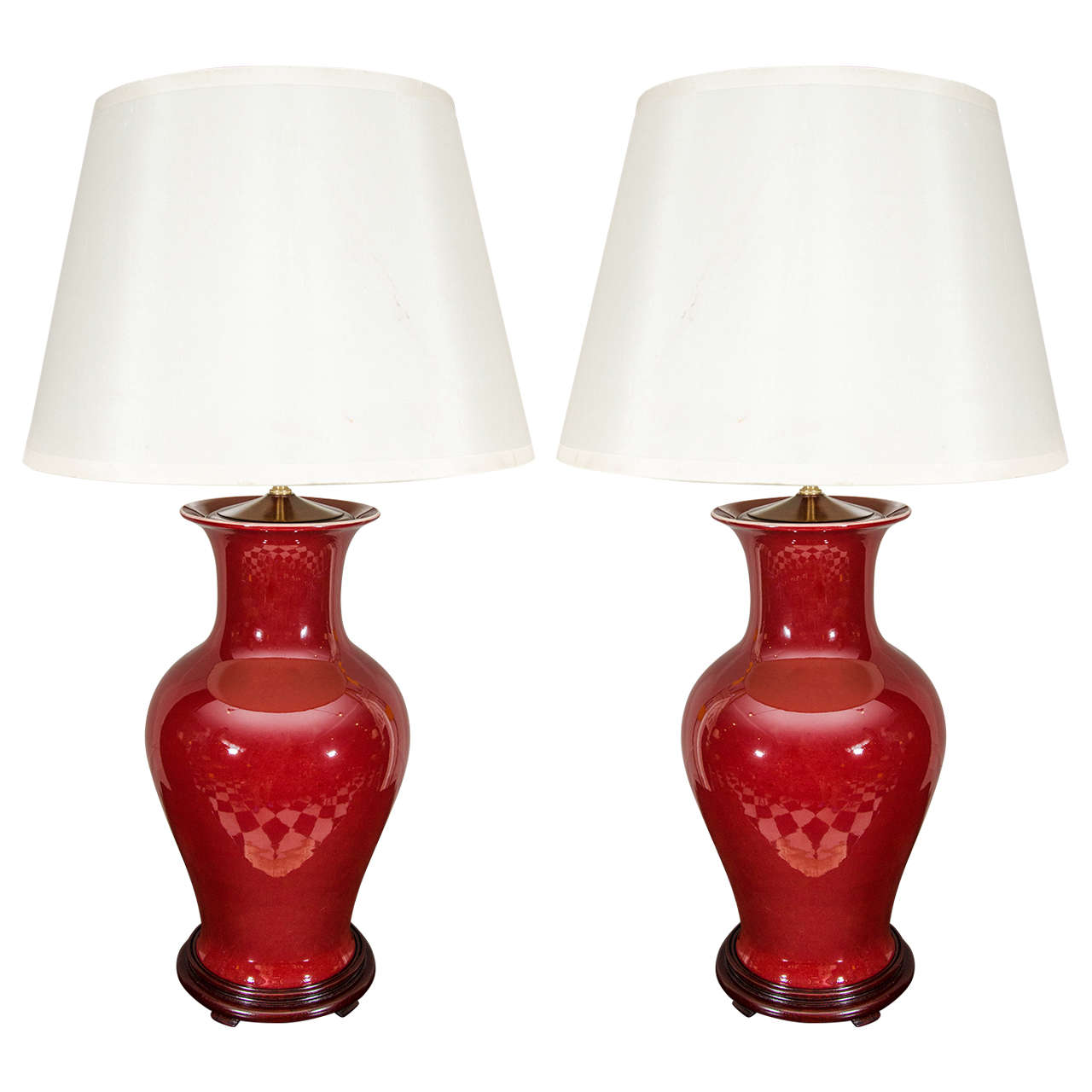 Pair of Oxblood Porcelain Lamps