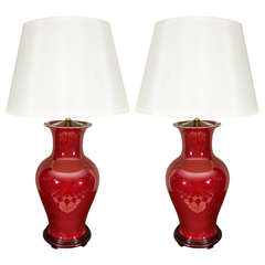 Pair of Oxblood Porcelain Lamps