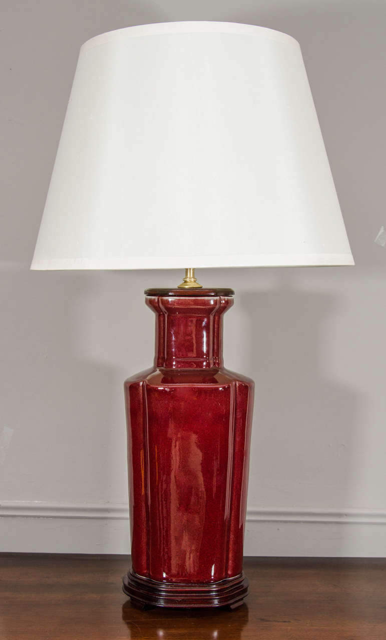 Pair of porcelain oxblood lamps.
* Shades Not Included.